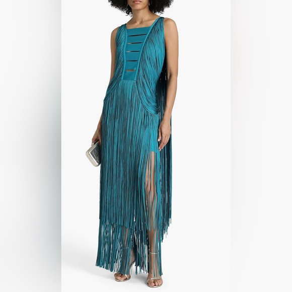 HERVÉ LÉGER Cutout fringed bandage gown - Picture 4 of 9